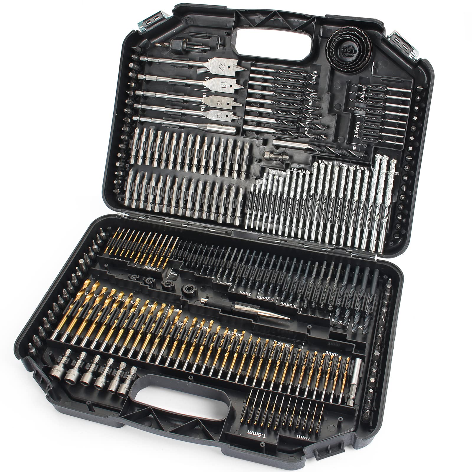 246pc Combination Drill Bit Set Include HSS Titanium Twist, Screwdriver, Masonry Drill Bits, for Woods, Metal, Plastics & Copper