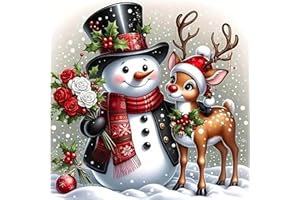 NEGEKFKX Snowman Stamped Cross Stitch Kits for Adults -Christmas Embroidery Kits for Beginners Adults,11 CT Patterns Dimensions Counted Cross Stitch Kits for Adults Arts Craft 14x14 inch