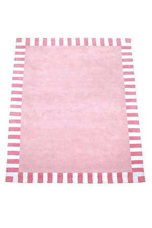 Annette Frank Teppich Streifenrand 100 Baumwolle Rosa Pink 200