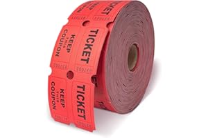 USEAMIE Red Raffle Tickets Double Roll, Premium 50/50 Raffle Tickets/Stamps, Tickets for Events, Carnivals, Door Prizes, 2000 Sheets Consecutively Numbered
