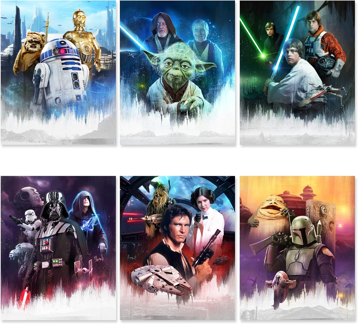 Wall Décor - JUMANT Star Wars Poster Set - UNFRAMED - Star Wars Wall Art - Star Wars Wall Decor - Star Wars Movie Poster - Star Wars Art - Star Wars Bedroom Decor for Walls