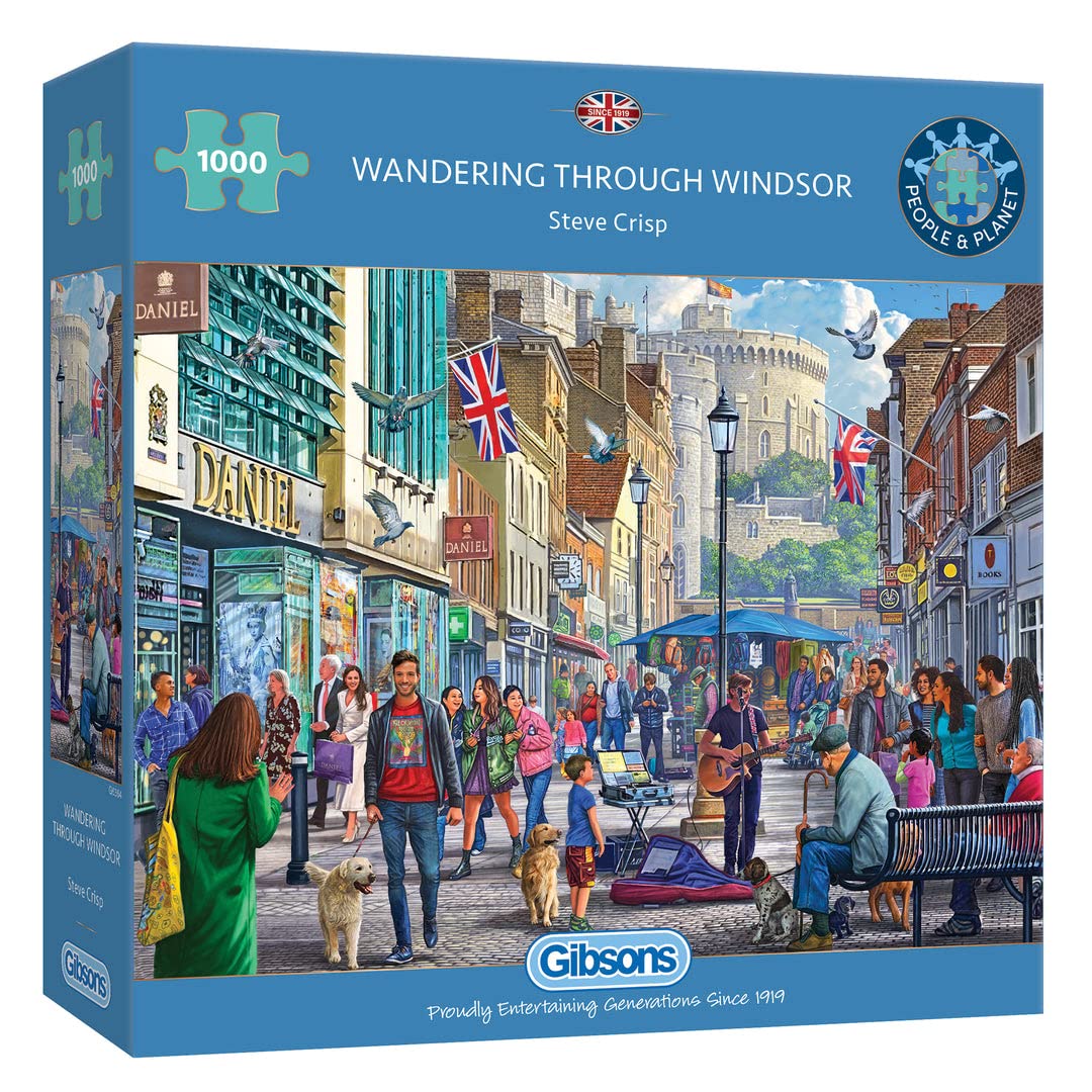 Gibsons Wandering Through Windsor | 1000 Piece Jigsaw Puzzle | Windsor Town & Castle | Sustainable Jigsaw Puzzle for Adults | Premium 100% Recycled Board | Great Gift for Adults