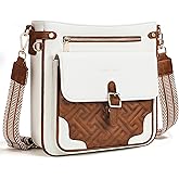 Sunpour Large Crossbody Bags for Women, Multi-Pocket Leather Crossbody Purses, RFID Vegan Leather Travel Shoulder Handbag | Quilted Design, Smooth-glide Zippers, Structured bag