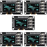 AITRIP 5PCS 0.96 Inch OLED Display Screen 12864 Screen Module with Matrix 4 Key Interfaces Keyboard IIC SSD1315 for Arduino (Blue)