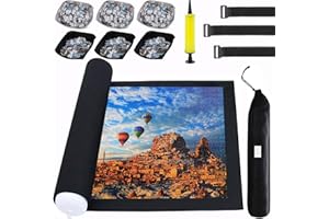 GENOVEGA Puzzle Mat Roll Up Puzzles Board for Jigsaw Up to 2000, 1500, 1000, 500 Pieces Large Portable Table Saver Mats Puzzle Keeper Cover with Sorter Trays Storage Bag Kit Holder Organizer Pad for Adults