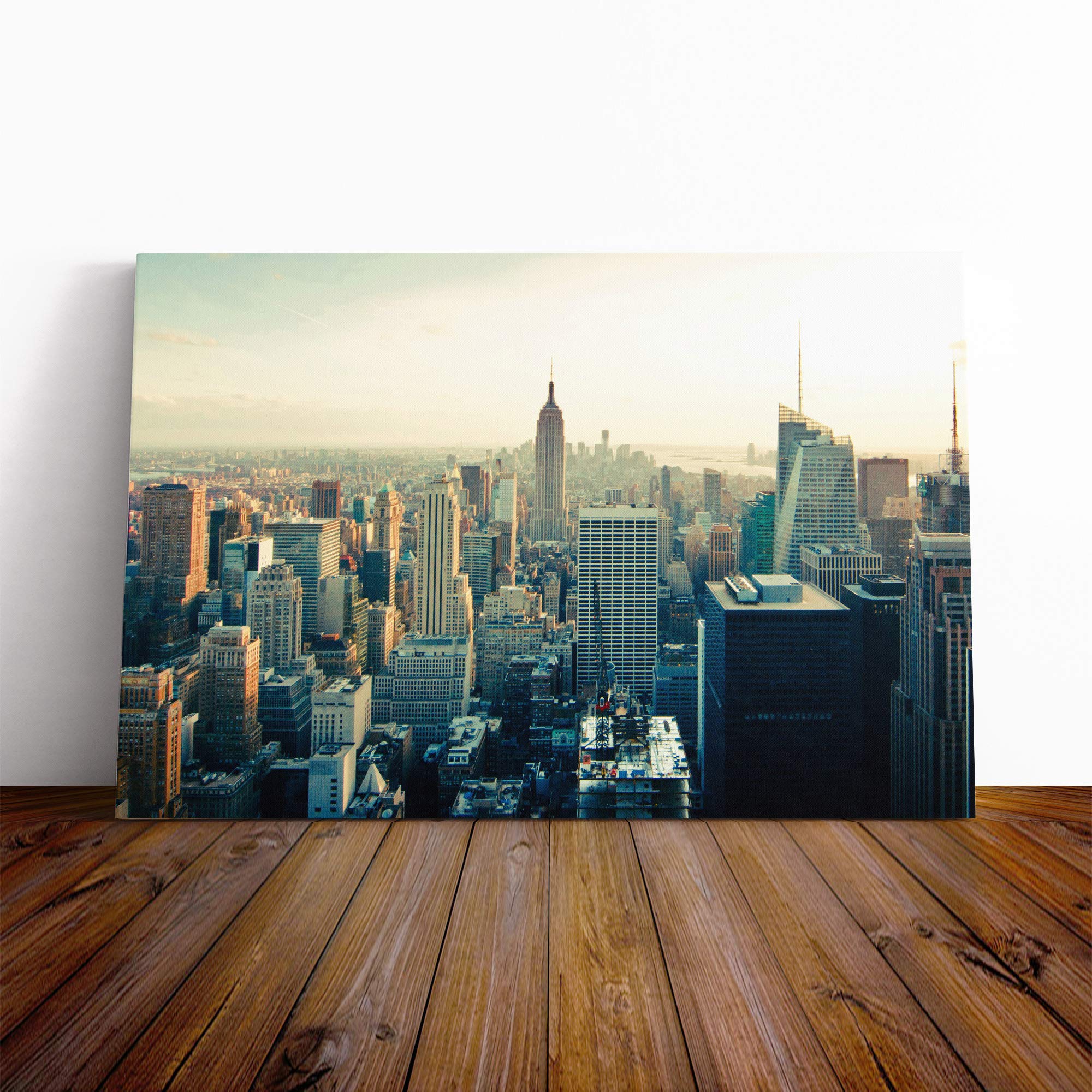 New York City Skyline (3) Canvas Print | Gallery Wrapped 30mm Frame Wall Art | 20x14 inches | Ready to Hang | Modern Cityscape Picture | Living Room Bedroom Lounge Office