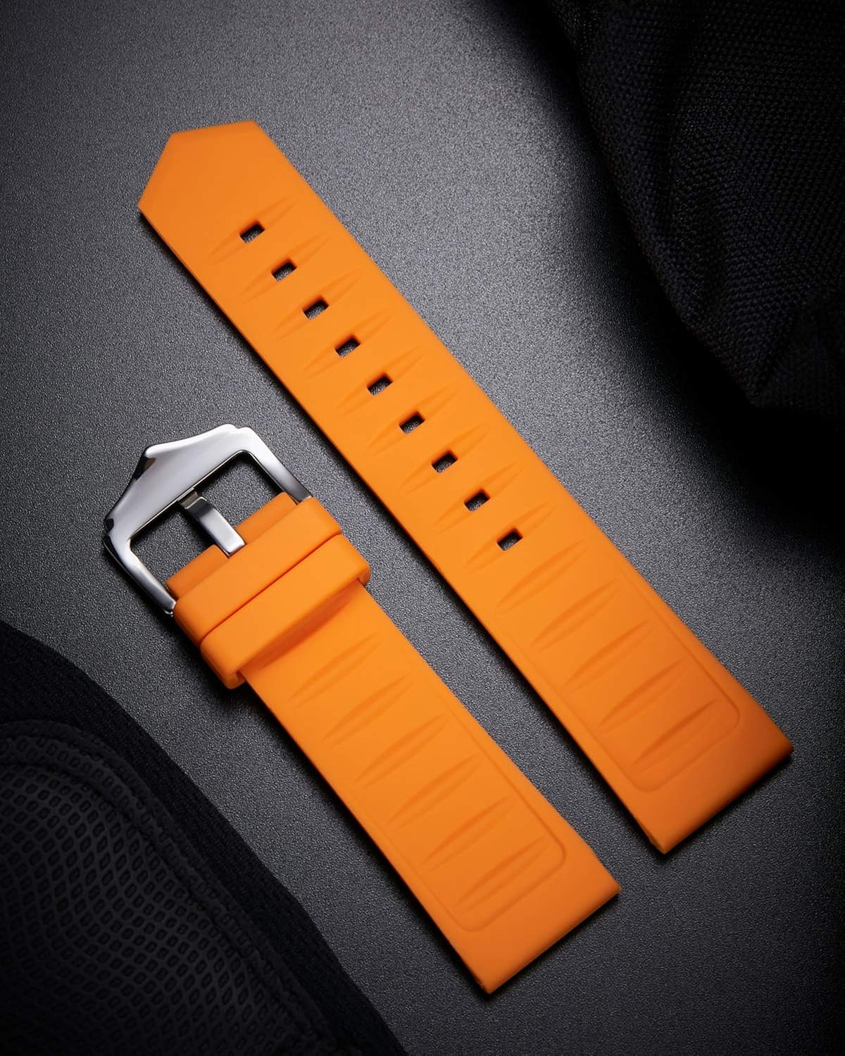 BINLUN Silicone Watch Straps 12mm-28mm Replacement Rubber Watch Bands Waterproof Sport Watchbands for Women Men (White/Red/Black/Blue/Orange/Green/Grey) (Orange,22mm) - Image 4