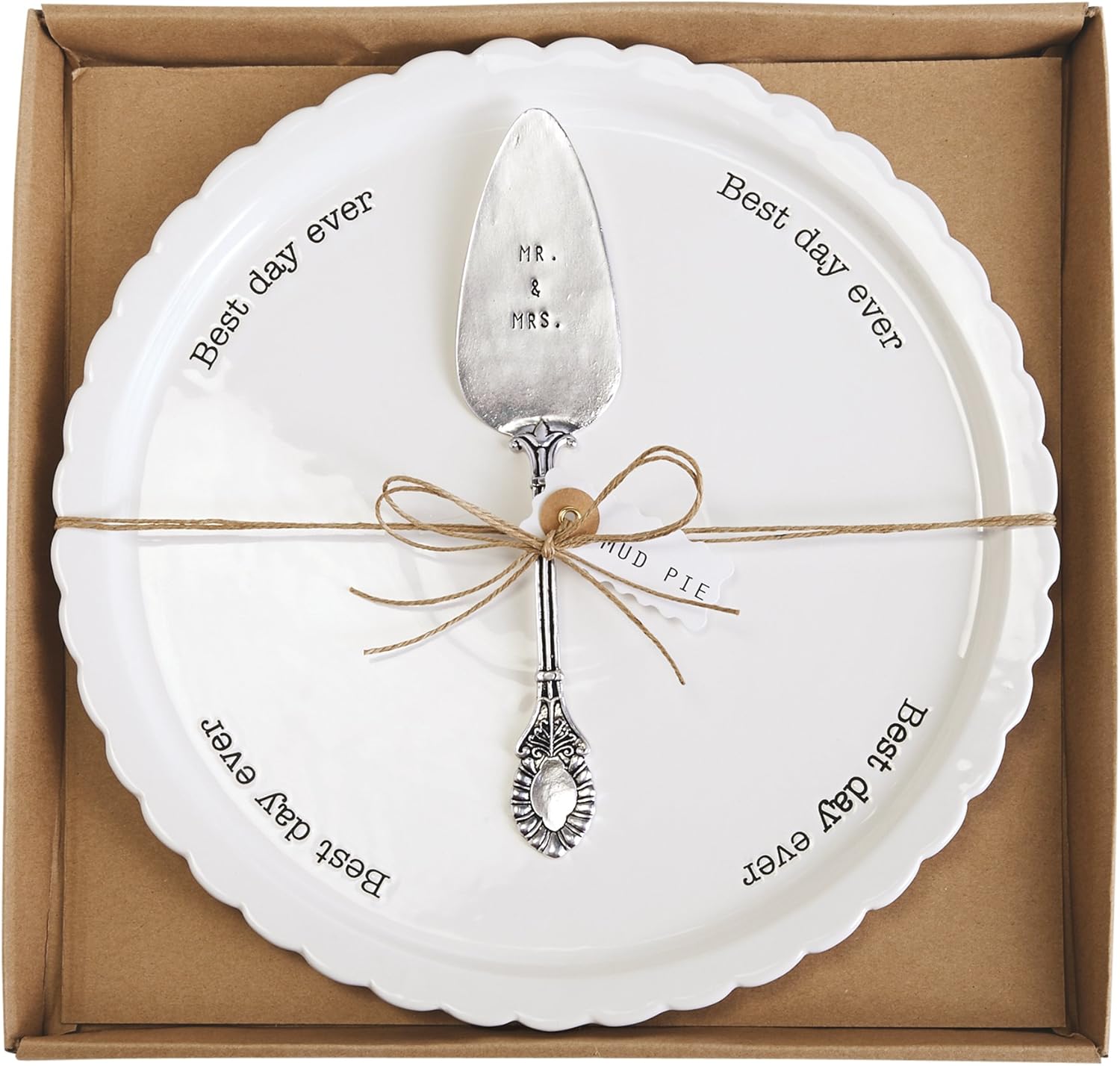 Mud Pie Wedding Cake Plate Set, White Kitchen & Dining