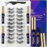 DUOERLA Magnetic Eyelashes Natural Look,Wispy Cat Eye Magnetic Lashes with Eyeliner Kit,Upgraded Long Lasting,Reusable,Easy to apply,Black,with Applicator,Vegan &amp; Cruelty Free 10 Pairs,