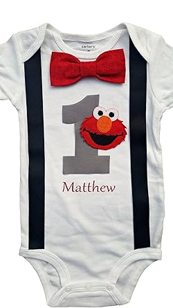 Amazon Com Baby Boys 1st Birthday Outfit Elmo Bodysuit