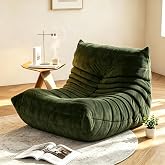 YVDNHP Bean Bag Chair for Adults, L-Shaped Memory Foam Togo Lounger Green | 25LB high-density foam, teddy velvet cover, anti-slip base, 39x32x26", for bedroom living room dorm home office