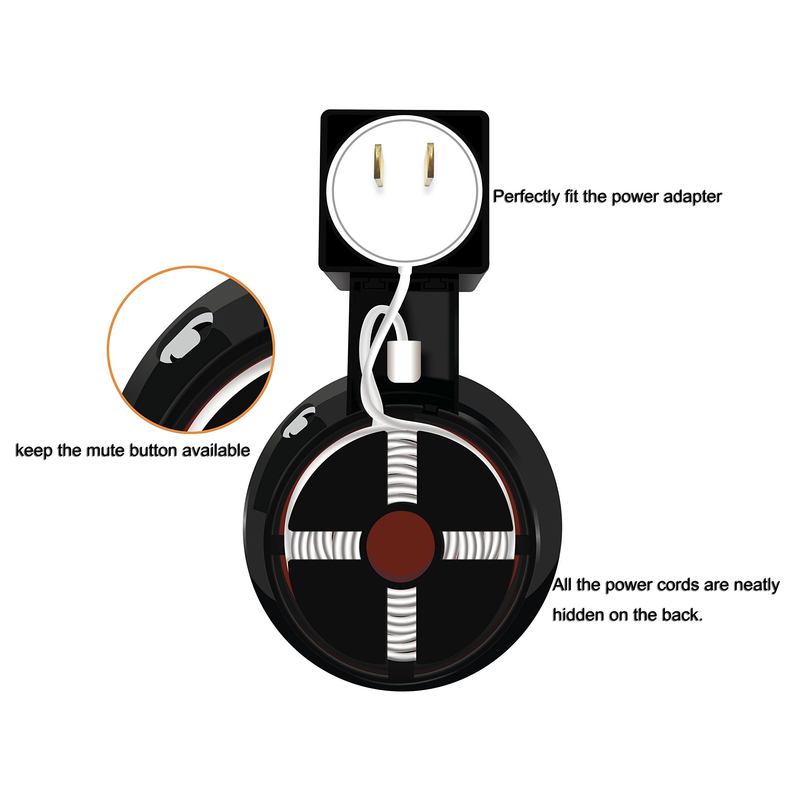 FeiYen Mini Back Pack, Outlet Wall Mount Hanger Stand Backpack for Home Mini Voice Assistants by Google, clean and simple genie plug in Kitchen Bathroom Bedroom Garages and Office (Black)