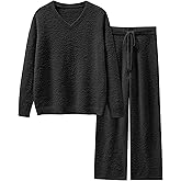 ANRABESS Lounge Sets for Women Fuzzy Fleece Pajama Sets 2 Piece Outfits Cozy Sweater Matching Set 2025 Fall Winter Loungewear
