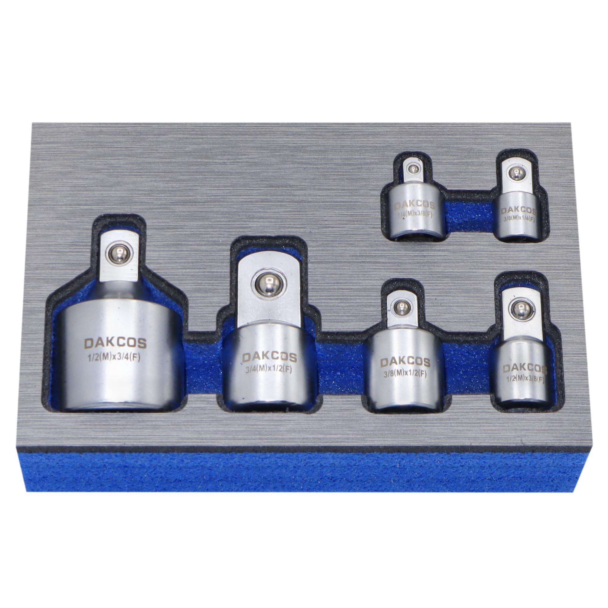 DAKCOS 6-Piece Socket Adapter Set, 1/2" to 3/8"/1/4", 3/8" to 1/2"/3/4", CR-V