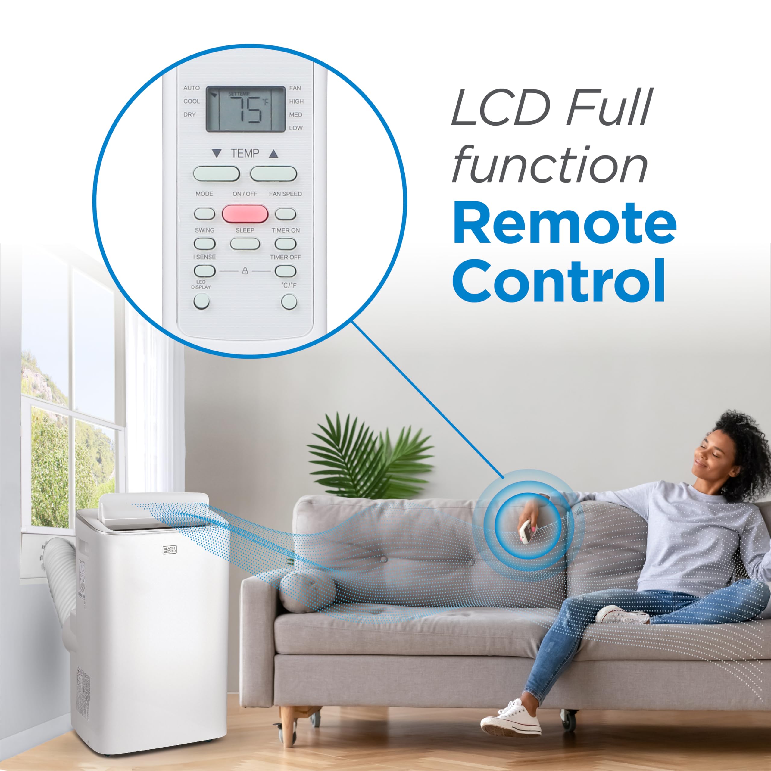 BLACK+DECKER Smart Portable Air Conditioner,12,000 BTU, for Rooms Up To 550 Sq. Ft., Portable AC with Inverter Compressor & Window Kit, BPACT08NM, White