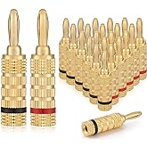 WGGE WG-3333 24k Gold Plated Speaker Banana Plugs-Closed Screw Type (12 Pairs (24 Plugs))