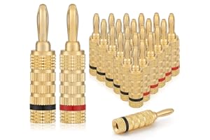 WGGE WG-3333 24k Gold Plated Speaker Banana Plugs-Closed Screw Type (12 Pairs (24 Plugs))