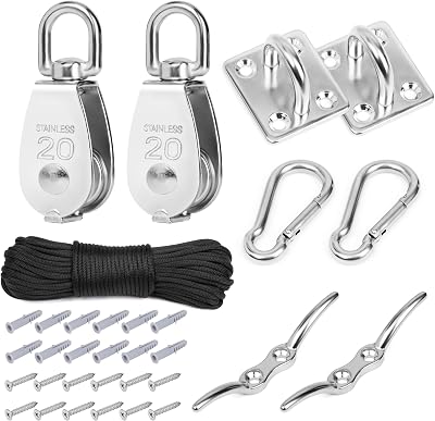 BELLE VOUS M20 Stainless Steel Crane Pulley Block 150kg 330lbs Set