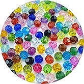 Jmassyang 100 Pieces 12mm Acrylic Round Faceted Beads Plastic Loose Spacer Beads Colorful with Hole for Jewelry Making DIY Bracelet Necklace Earring Keychain(Mixed Colors)