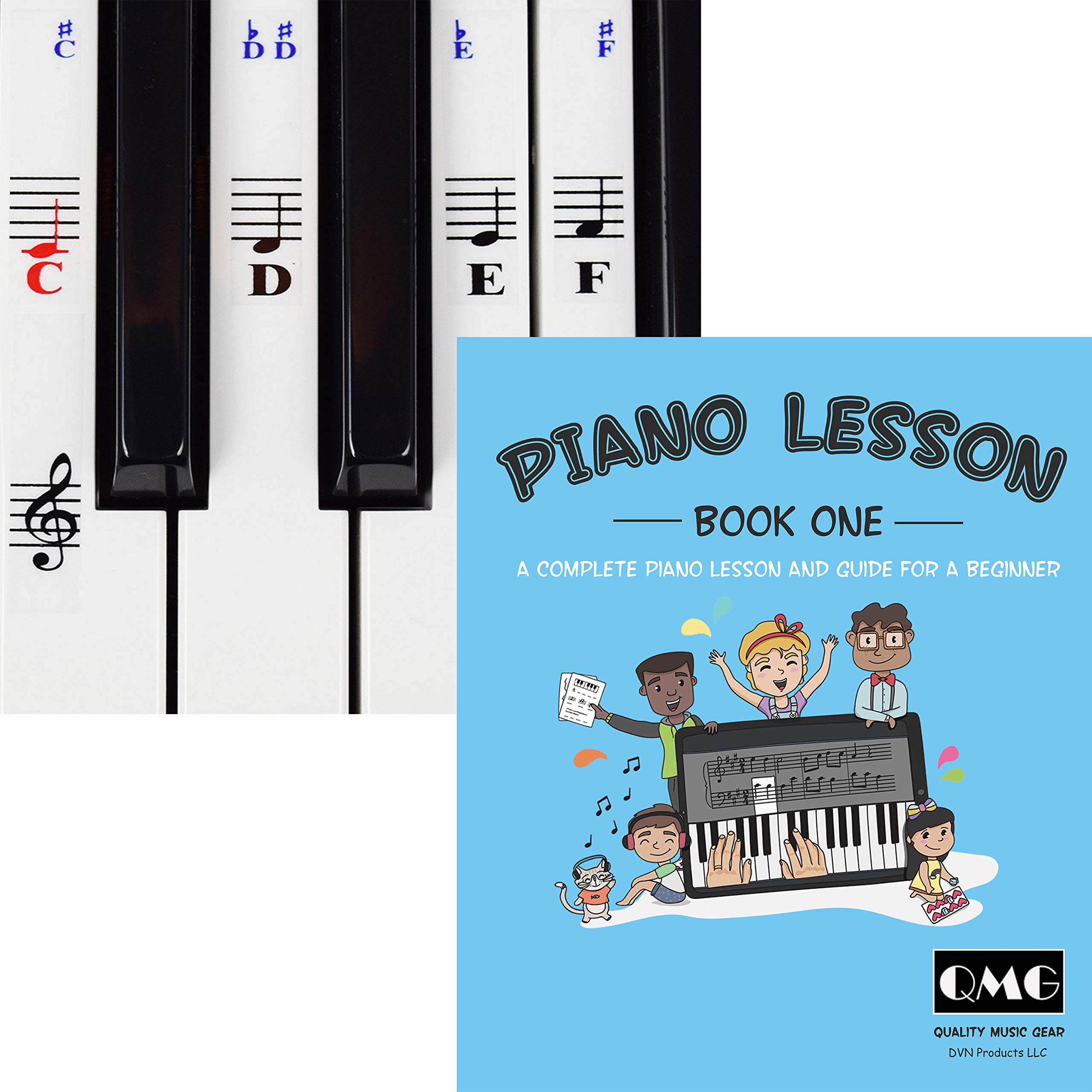 Piano and Keyboard Stickers and Complete Piano Music Lesson and Guide Book