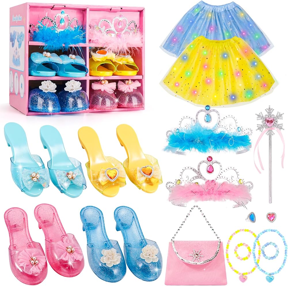LOYO Princess Dress Up Shoes Set with Light Up Skirts 3 4 5 6 Years
