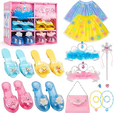 LOYO Princess Dress Up Shoes Set with Light Up Skirts 3 4 5 6 Years