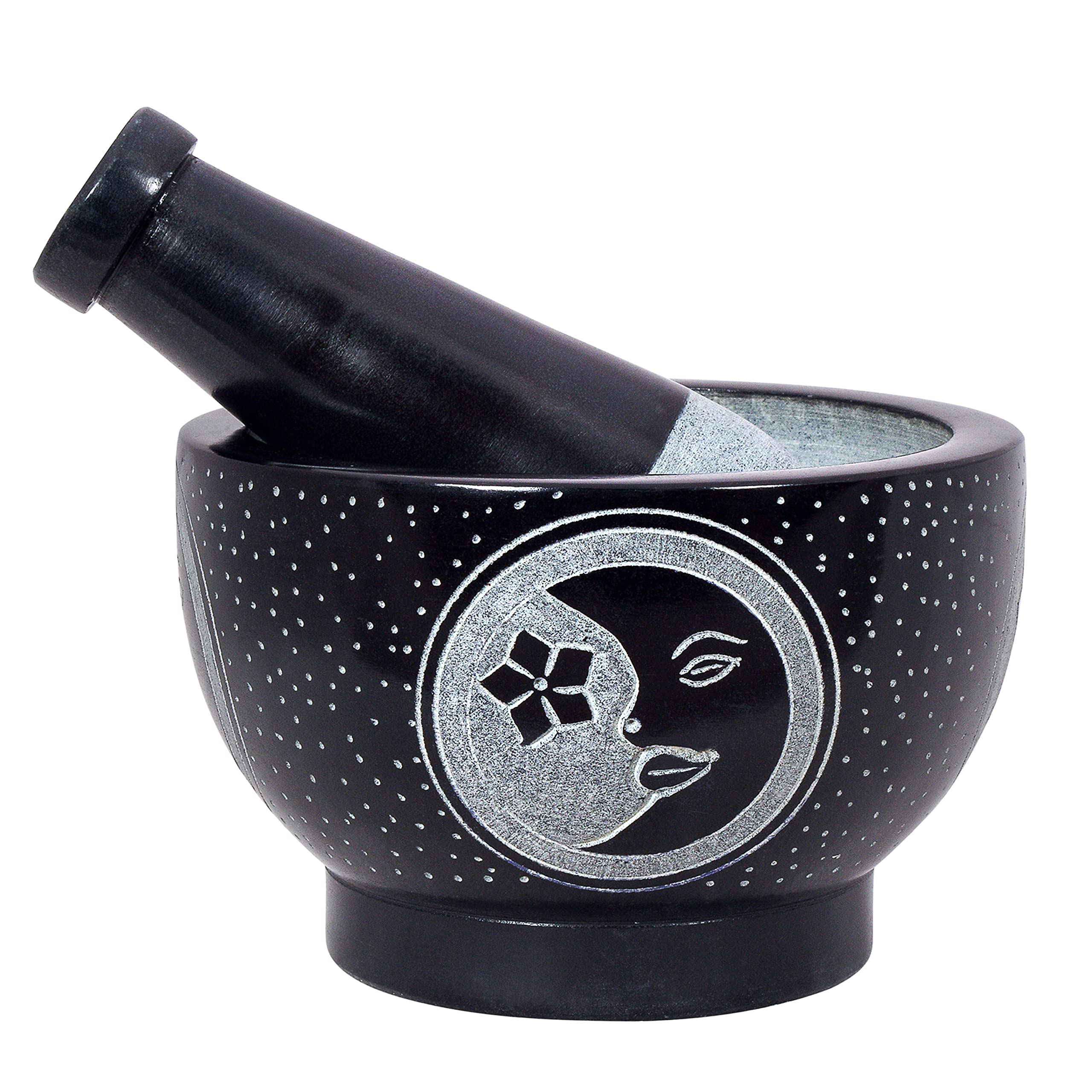 Divit Shilp Mortar and Pestle, Made of Heavy Duty Polished Hard Stone, Natural Stone Grinder For Spices, Pastes, Herbs, Seasoning etc. (Moonstar) — image 1