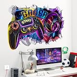 decalmile Large 3D Gaming Wall Stickers Controller Joystick Wall Decals view 2