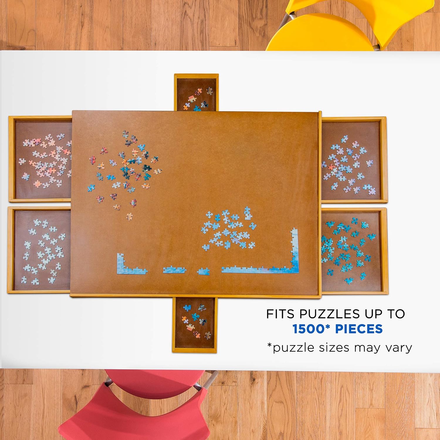 Jumbl Puzzle Board | 27” x 35” Wooden Jigsaw Puzzle Table w/ 6 Storage & Sorting Drawers | Smooth Plateau Fiberboard Work Surface & Reinforced Hardwood | for Games & Puzzles Up to 1,500 Pieces: Toys & Games
