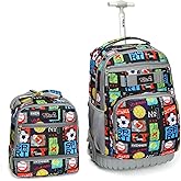 Tilami Rolling Backpack 19 inch with Lunch Bag Wheeled Laptop Backpack, Sport Balls