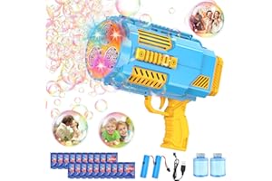 BMONATY Bubble Machine Automatic Bubble Gun for Kids，Rocket Launcher Bubble Maker Blower,Auto Filling, 8000+ Bubbles Per Minute Bubble Toys for Boys Girls Adults Outdoor Indoor Birthday Wedding Party (Blue)