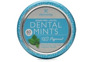 ELEMENTA SILVER Elementa Natural Sugar Free Hard Candy Breath Mints, Low Carb with Xylitol for Improved Oral Care | Non-GMO + Vegan Friendly, Neutralizes Oral Acid, Soothes Dry Mouth | Peppermint 60 Count
