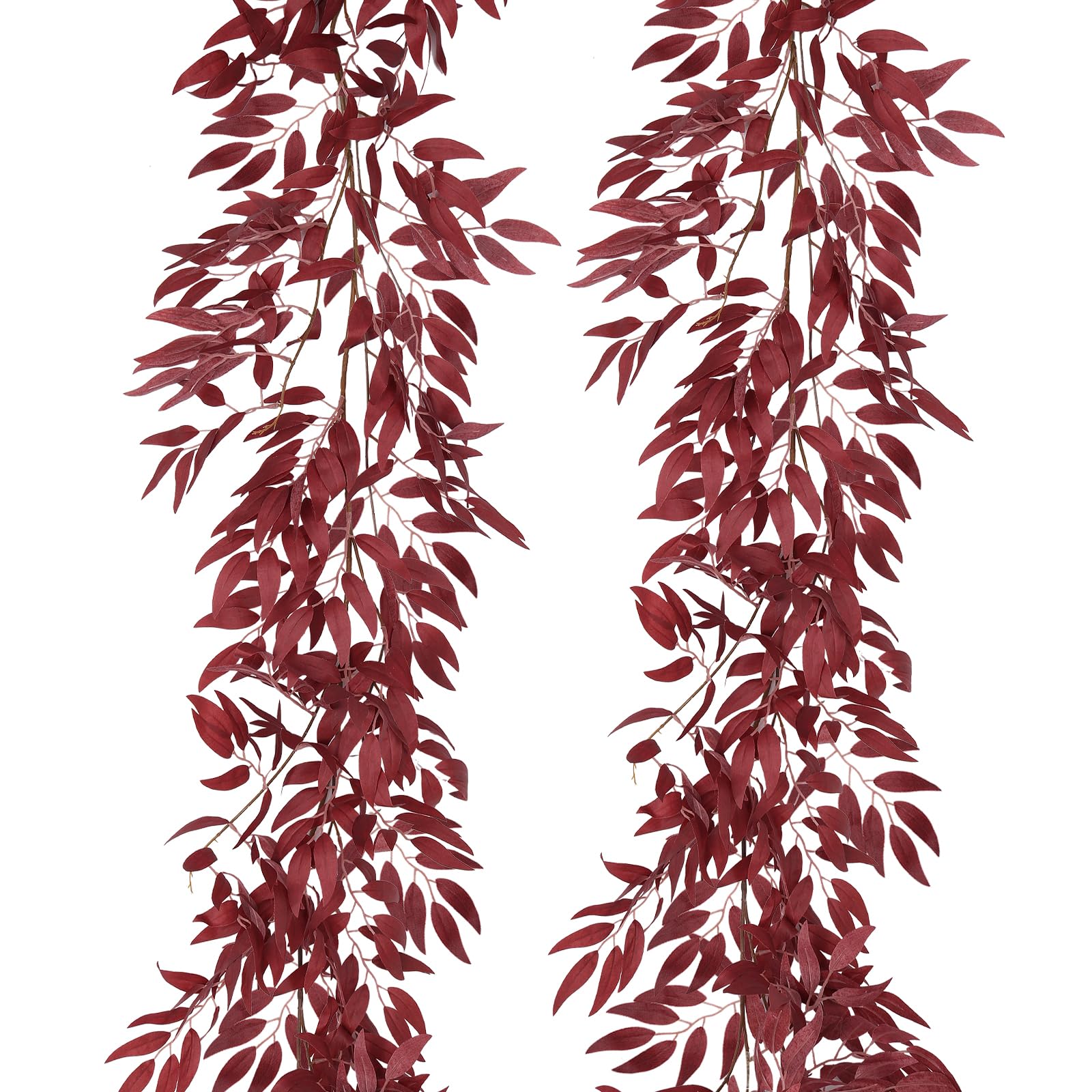 Photo 1 of *USED*
RECUTMS Artificial Hanging Willow Leaves Vine Twigs 2Pcs 5.7Ft Fake Silk Burgundy Leaf Ivy Fall Garland Faux Greenery Indoor Outdoor Valentines Day Wedding Birthday Christmas Thanksgiving Party Decor