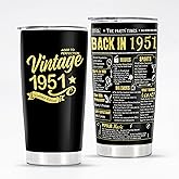 KERAOO Happy 75th Birthday Tumblers Gifts for Men Women, Back in 1951 Stainless Steel Tumblers Gifts, 1951 75Years Old Birthday Gift For Wife Husband Mom Dad