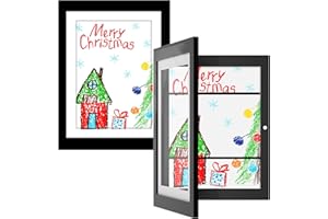 Orionstar Kids Art Frames, Artwork Picture Frames Changeable, Front Opening Picture Display Frames Holds 11.8X8.5inch 100 A4 Pcs, Artwork Display Storage Frames for Children, Home (Black 2 Pack)