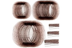 Teenitor Hair Accessories Hair Net Set, Includes 40pcs Invisible Hair Nets for Ballet Recital & 80pcs Bobby Pins for Bun Maker, Brown, 3 Size