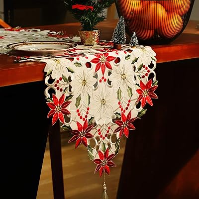 Jovitec Christmas Table Runner Holly Leaf Table Angola | Ubuy