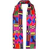 Afibi African Kente Print Stole Sash African Scarf Kente Stole Sash Unisex Kente Cloth Scarves
