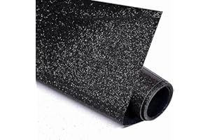 VINYL FROG Glitter HTV Vinyl Heat Transfer Vinyl Roll 12" x 5ft Black Iron on Vinyl Glitter Heat Press Vinyl for T-Shirts Works with All Cutter Machine
