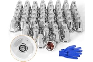 HQALTY 60Pcs Lug Nut Covers 33mm Bullet Flanged ABS Chrome Plastic Push-on Anti-Rust Standard Flanged Nut Covers for Semi Trucks, Trailers, Trucks, RVs