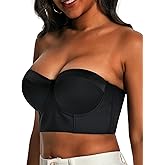 Women Longline Strapless Bra Back Smoothing Support with Clear Straps for Big Bust Fat, No Move on Wedding Party C/D/DD/DDD