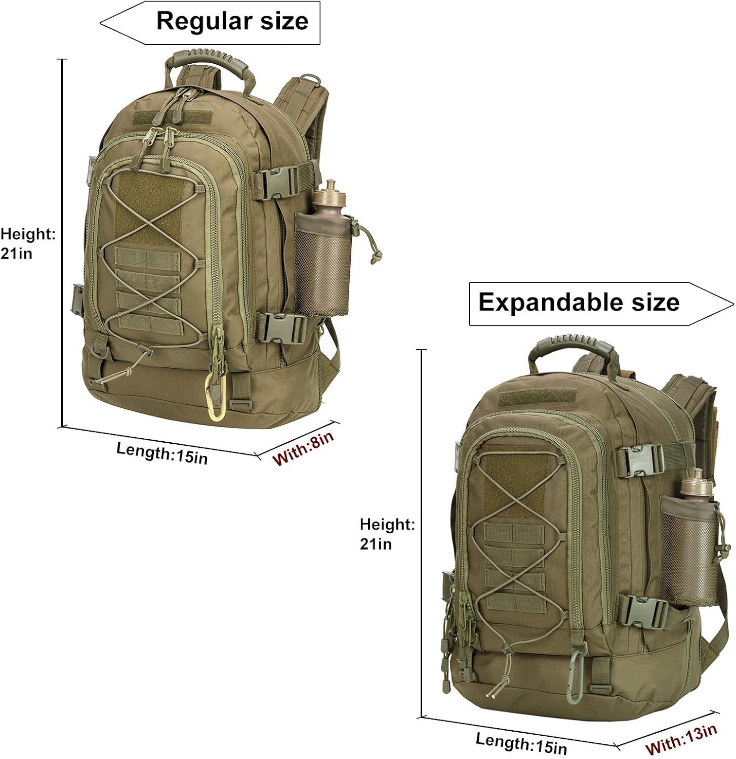 ARMYCAMOUSA 40L Outdoor Expandable Tactical Backpack Military Sport Camping Hiking Trekking Bag (OD Green 08001A) : Sports & Outdoors