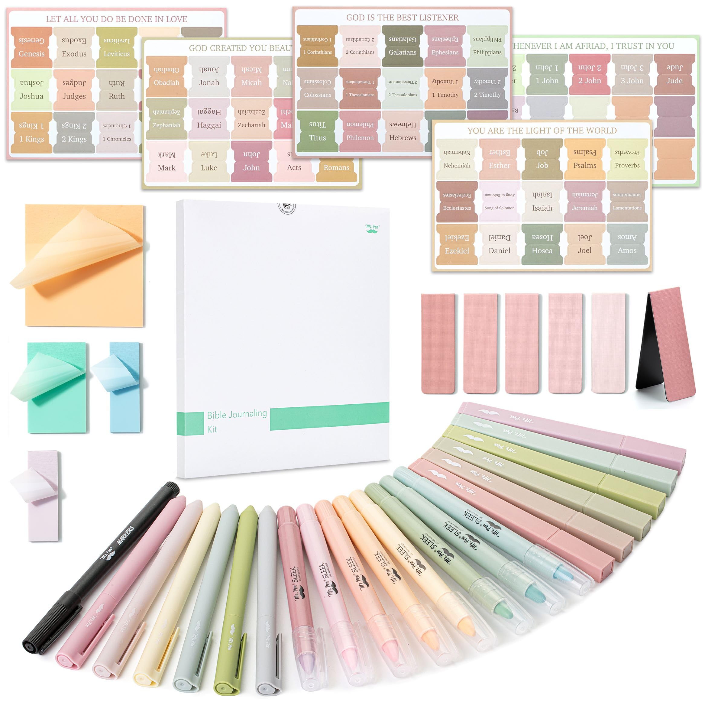Photo 1 of Mr. Pen- Bible Journaling Kit, Bible Highlighters and Pens No Bleed, Bible Highlighter, Transparent Sticky Notes, Bible Tabs, Magnetic Bookmarks, Aesthetic Highlighters