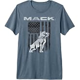 Mack Trucks Mack the Bulldog Logo with American Flag Trucker Premium Tri-Blend T-Shirt