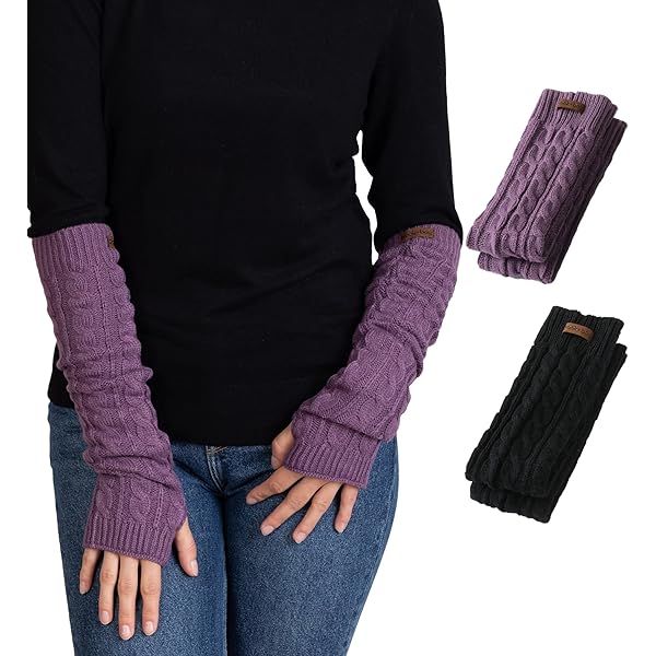 小物 Long sleeve arm warmer cajjyruwe Lady Warm Knitted Arm Sleeves Winter Multiple