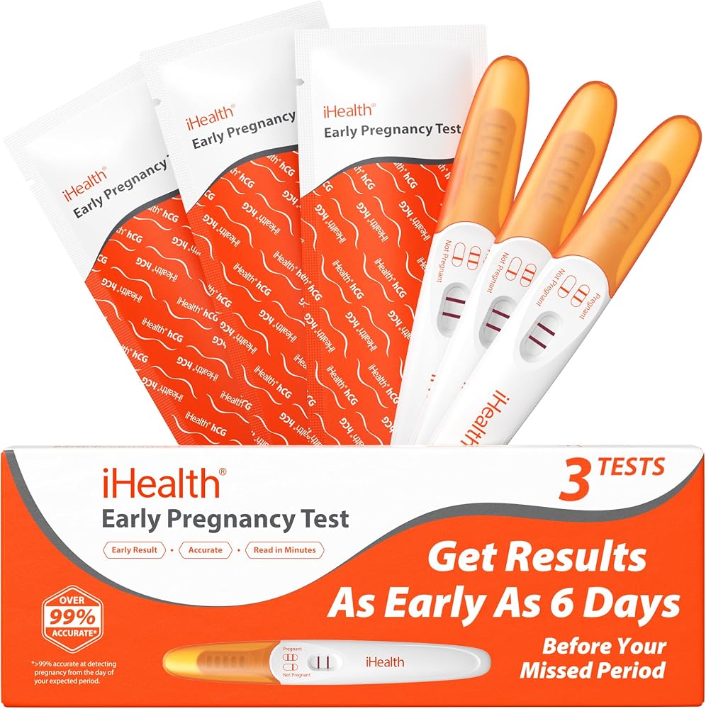 iHealth Early Pregnancy Tests, Early Detection at Home Pregnancy Test, 3 CT | hCG Test with 3-5-min results, Long Grip Handle