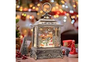 LSISOVO Christmas Snow Globes,Christmas Decorations for Home,with 6 Hour Timer,Musical Snow Globe,Battery Or USB Powered,Christmas Lantern,Christmas Festival Decor, Reindeer Vehicle