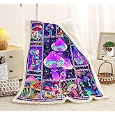 Mushroom Blanket Gifts for Women - Soft Cozy Fleece Sherpa Throw for Sofa Couch Cottagecore Room Decor - All-Season Adult Teen Blanket 60