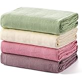 Momcozy Muslin Swaddle Blankets, 4 Pack Ultra Soft Neutral Matching Baby Swaddle Blanket, Breathable Skin Friendly, Large 47 x 47 Inch Swaddling Receiving Blanket for Boy Girl, Light Green