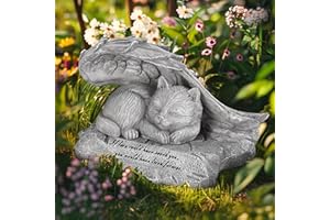 DiDiBirDi Cat Statue for Ashes, Pet Memorial Stones Garden Ornament with Wings Cat Figurine, Remembrance Stone Decor for Pet 